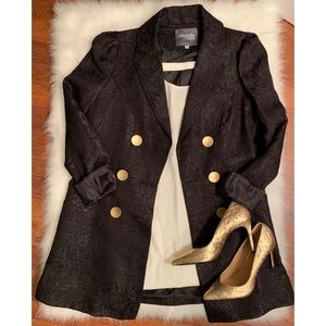 Black Trench Coat with Gold Details Sz M